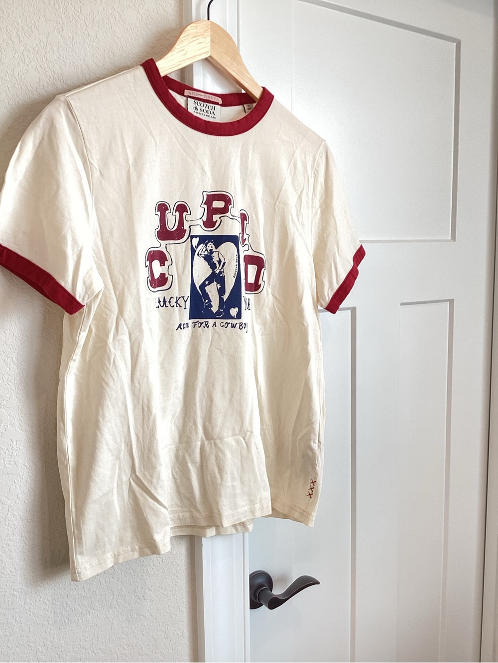 🍀Scotch & Soda Lucky You Ringer Tee Anthropologie New Cupid Lucky You Medium - Picture 6 of 12